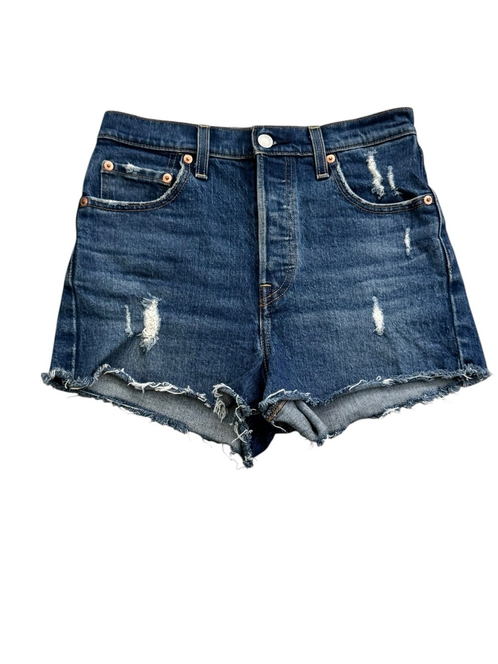 Levi's Premium Ribcage Distressed Cutoff Denim Shorts womens size 26
